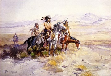 En país enemigo 1899 Charles Marion Russell Indios Americanos Pinturas al óleo